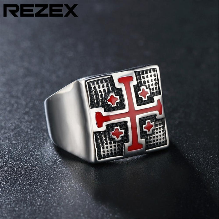 New Trade Ring Red Cross Army Men's Titanium Steel Ring