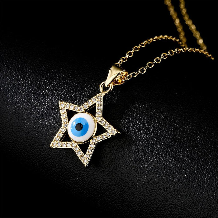 Women's Jewelry Dripping Oil Magic Eye Pendant Gold Color Necklace