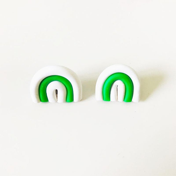 Green Gift Box Snowman Leaf Clay Knot DIY Stud Earrings