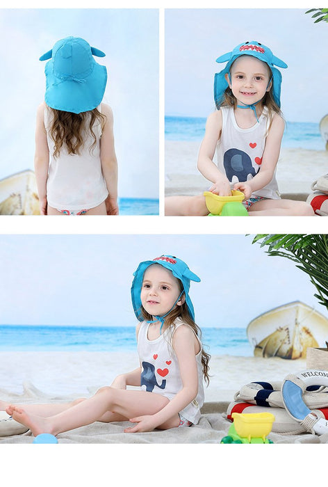 Cartoon Shark Outdoor Beach Sunscreen Children's Shawl Hat