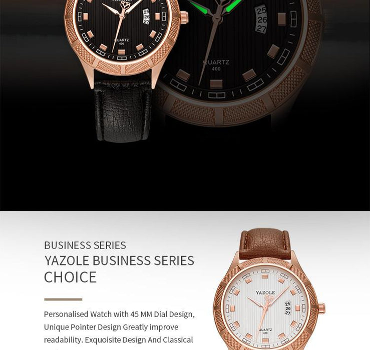 YAZOLE  Top Brand Luxury Men's Watch  Luminous Auto Date Watches Clock