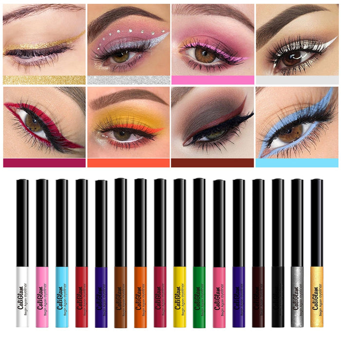 16 colour Eyeliner Pen set is not waterproof and durable.