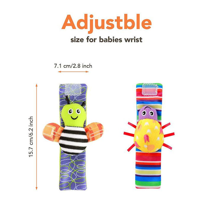 4PCS/SET Baby Stuffed Animals Wrist Rattle Foot Finder Socks 0~12 Months