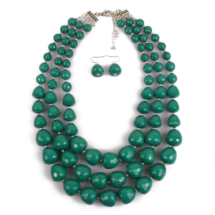 Women's jewelry color Beaded exaggerated Necklace Set