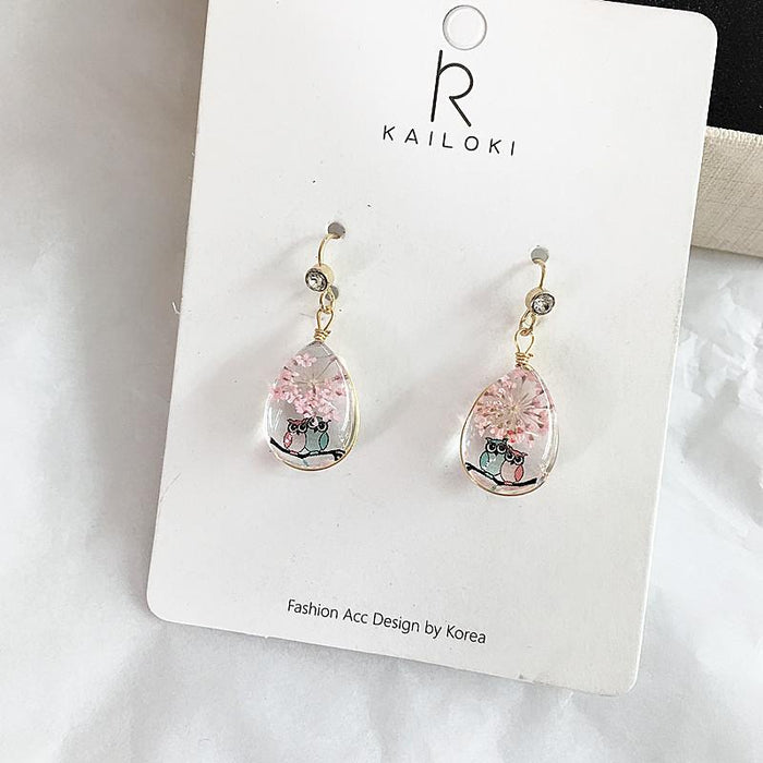 New Waterdrop Small Flower Resin Women's Earrings