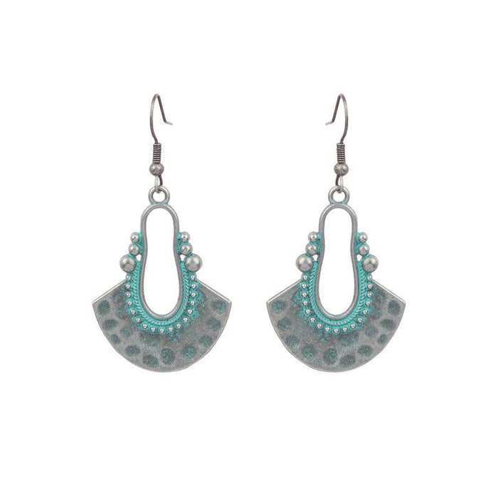 Boho Ethnic Vintage Green Stone Earrings