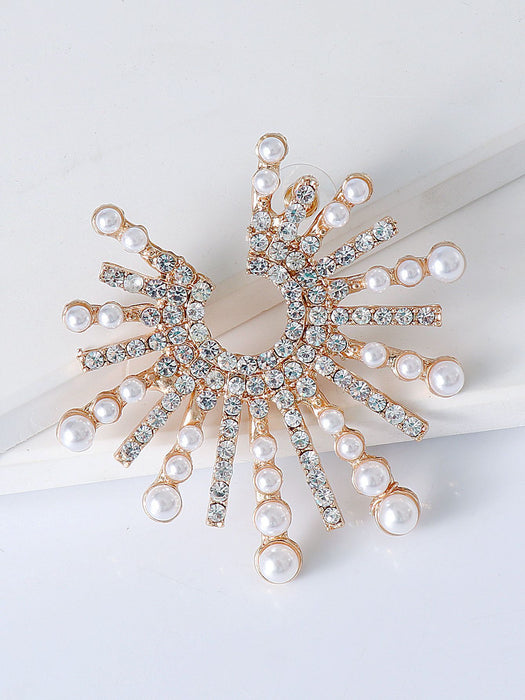 New Female Creative Fashion Sunflower Earrings Accessories Inlaid Rhinestone