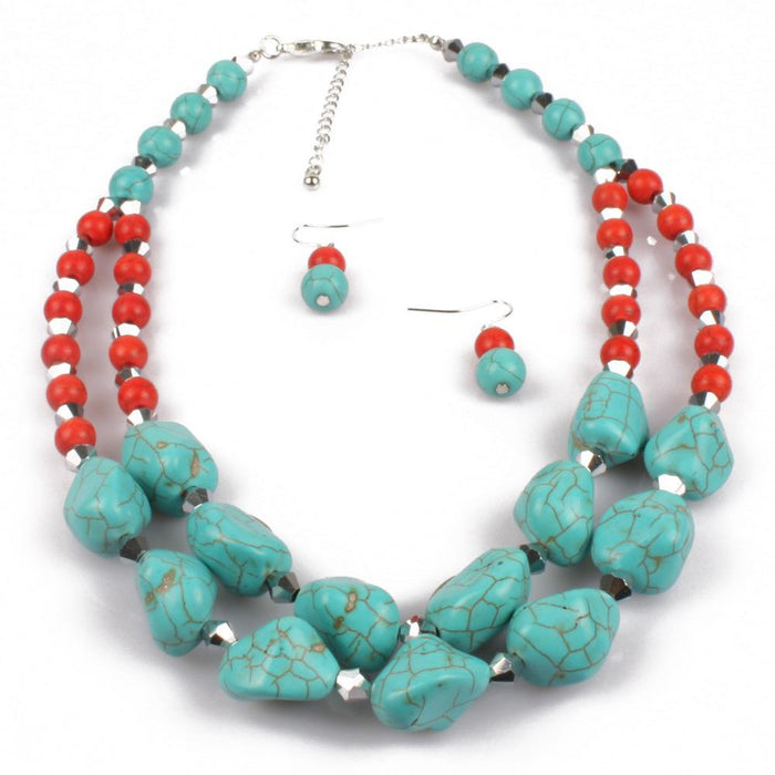 Women's Jewelry Turquoise Exaggerated Retro Necklace Accessories