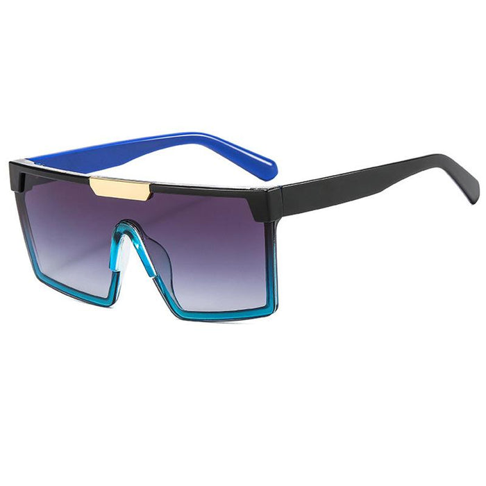 Square large frame one piece contrast Sunglasses