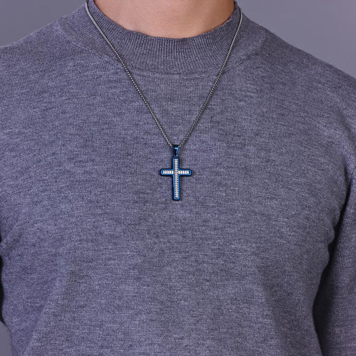 Men's Wavy Simple Pendant Cross Necklace Jewelry