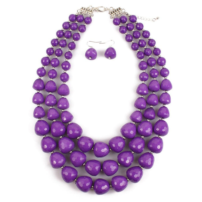 Women's jewelry color Beaded exaggerated Necklace Set