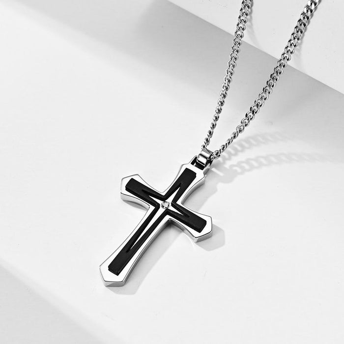 Trendy Titanium Steel Men's Stainless Cross Necklace Pendant