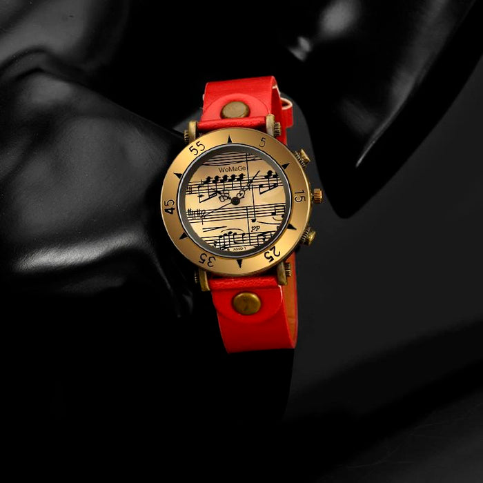 Music Style Fashion Women Leather Watches