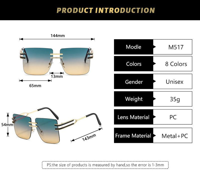 Large frame square metal sunglasses