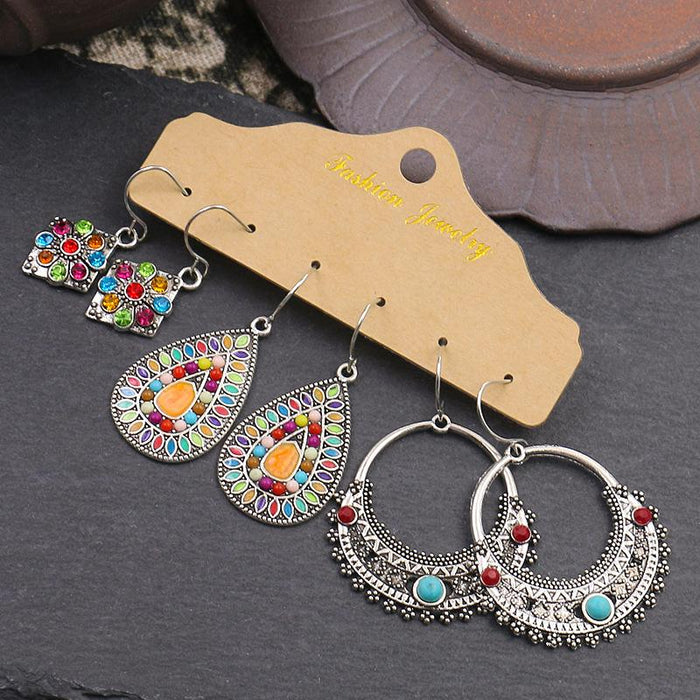 3 pairs/set Earrings Bohemian Style Jewelry X0X36197