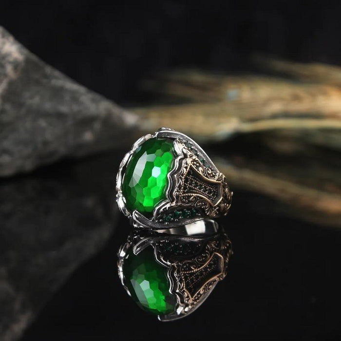 New Inlaid Green Resin Ring