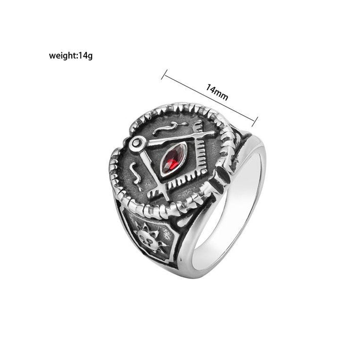 Personality Retro Masonic Men's Titanium Steel Ring