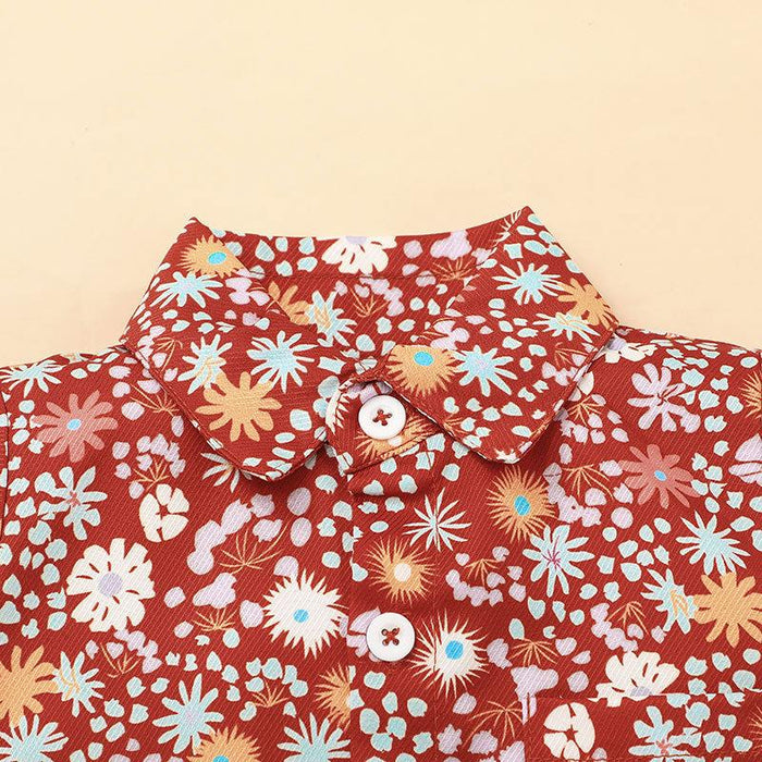 Children's Floral Retro Shirt Short Set