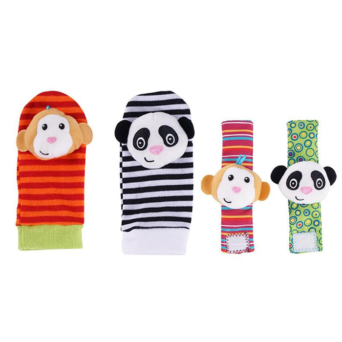 4PCS/SET Baby Stuffed Animals Wrist Rattle Foot Finder Socks 0~12 Months