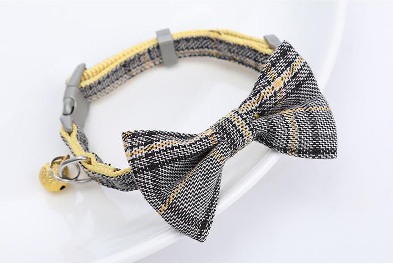 Plaid Bow-knot Small Dog Collar Perro Adjustable Polyester Puppy Collier Chien Medium Dog Pet Accessories Cats Products For Pets