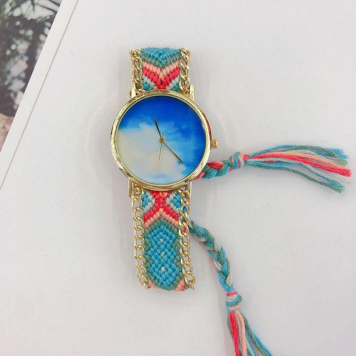 National DIY Woven Bracelet Wool Watch Bohemian Style Women's Watch Quartz Retro