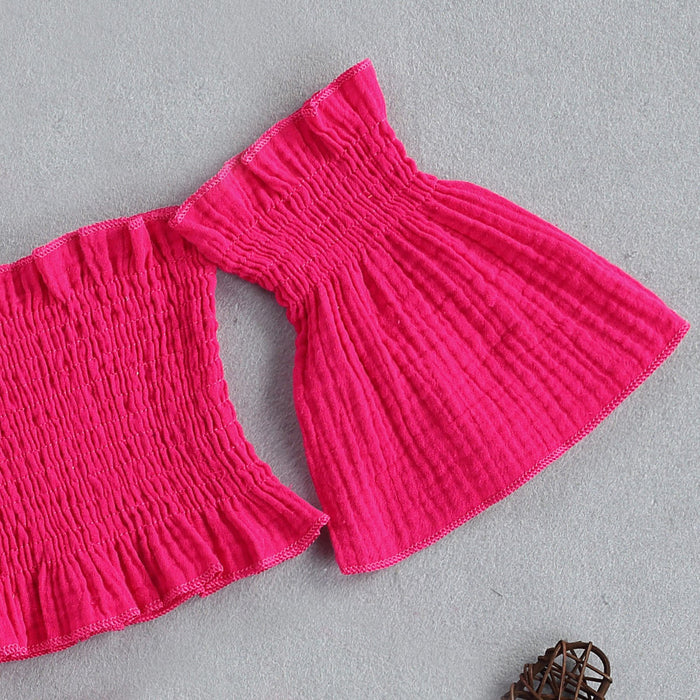 One shoulder flare sleeve three piece set