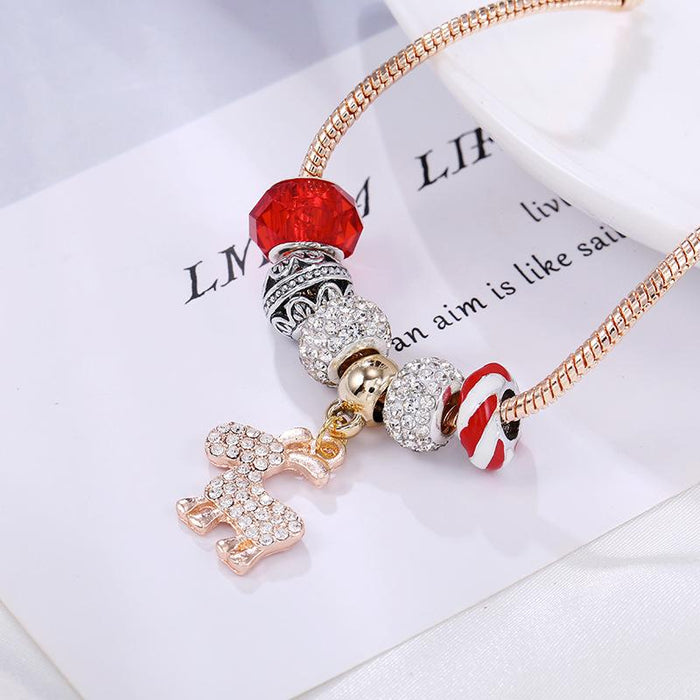 Animal Bracelet Christmas Reindeer Pendant Ping An Fruit Beaded