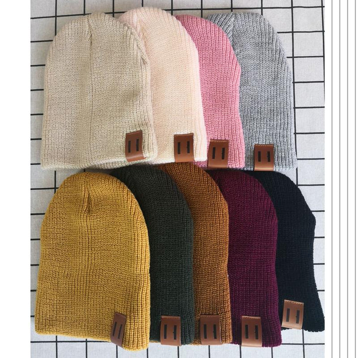 Kids Solid Knitted Beanies