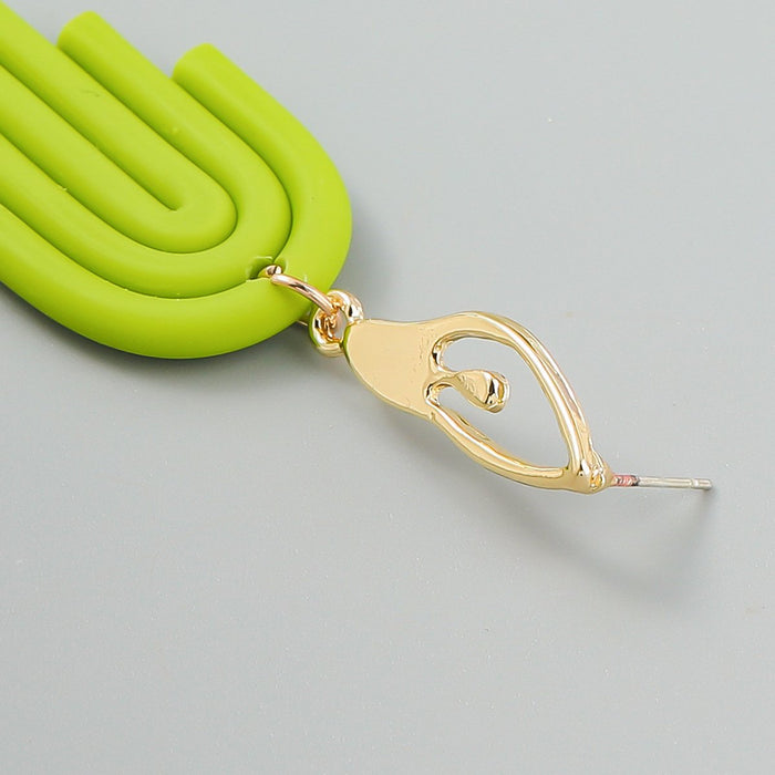 Simple Fashionable Palm Shaped Resin Striped Earrings
