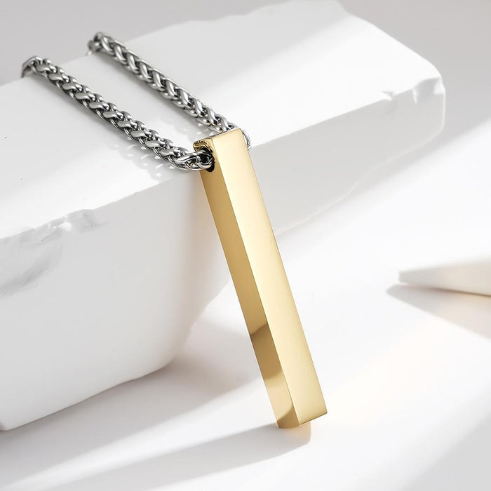 Trend Long Rectangular Geometric Titanium Steel Pendant Necklace