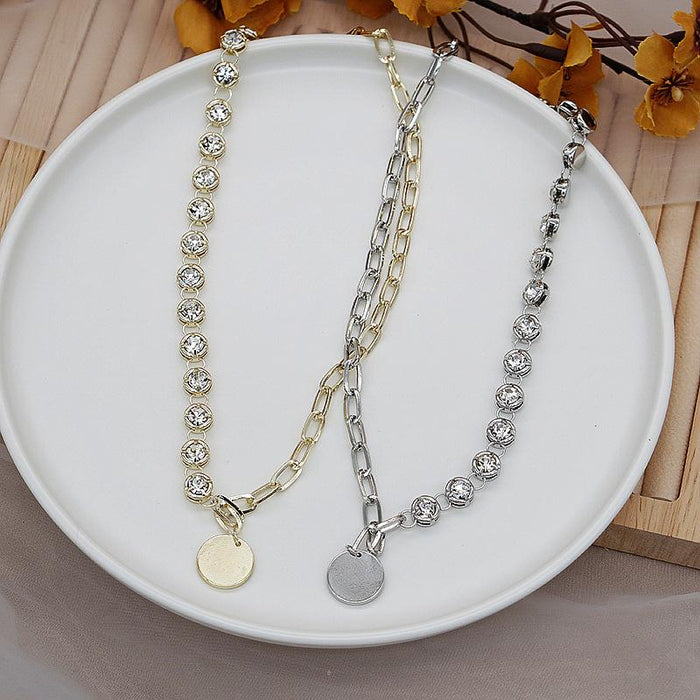 Vintage Round Pendant Necklace Sweater Chain Women's Accessories