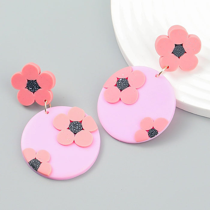 Summer Geometric Floral Terracotta Earrings