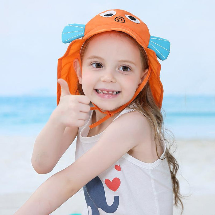 Children's Uv50 + Summer Sunscreen Cartoon Shawl Hat