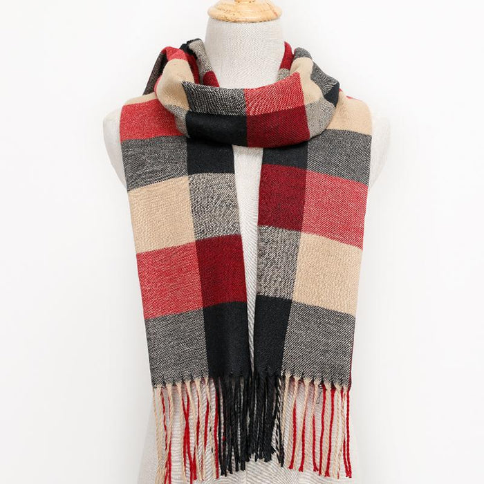 Winter Tassel Lattice Warm Scarves