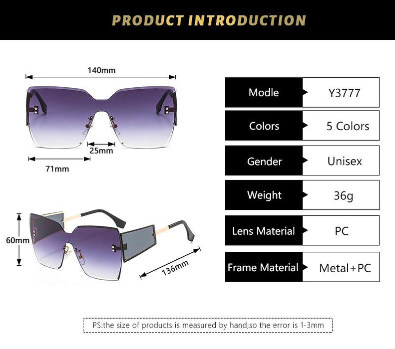 Large frame frameless one-piece men's and women's Sunglasses