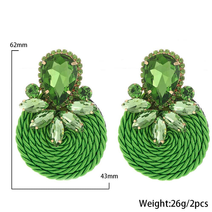 New Exaggerated Retro Simple Women's Earrings Accessories Inlaid Rhinestone