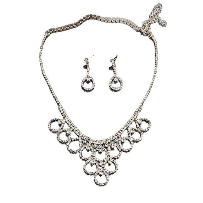 New Women's Fashion Rhinestone Necklace Earring Set