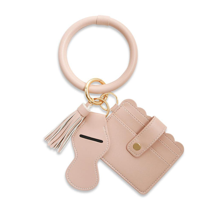 New PU Leather Tassel Wrist Key Chain Pendant Card Bag Bracelet