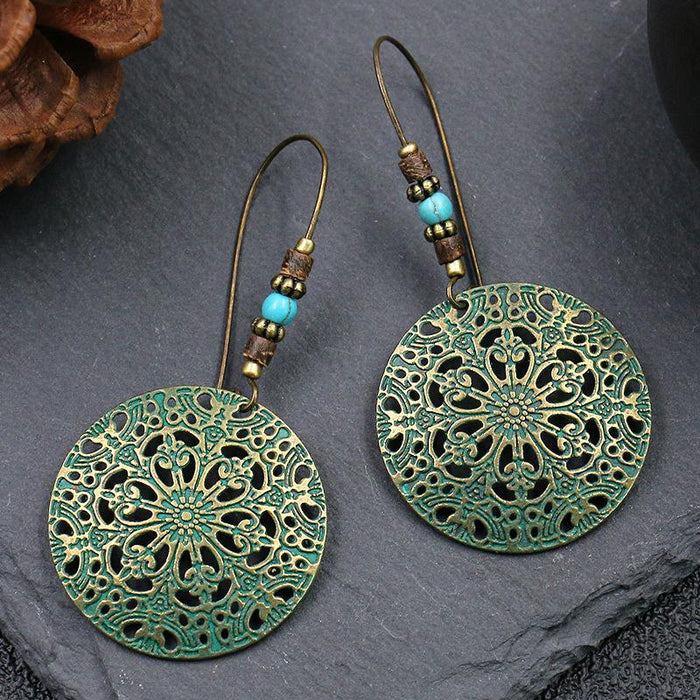Women's Boho Vintage Bronze Metal Engraved Earrings