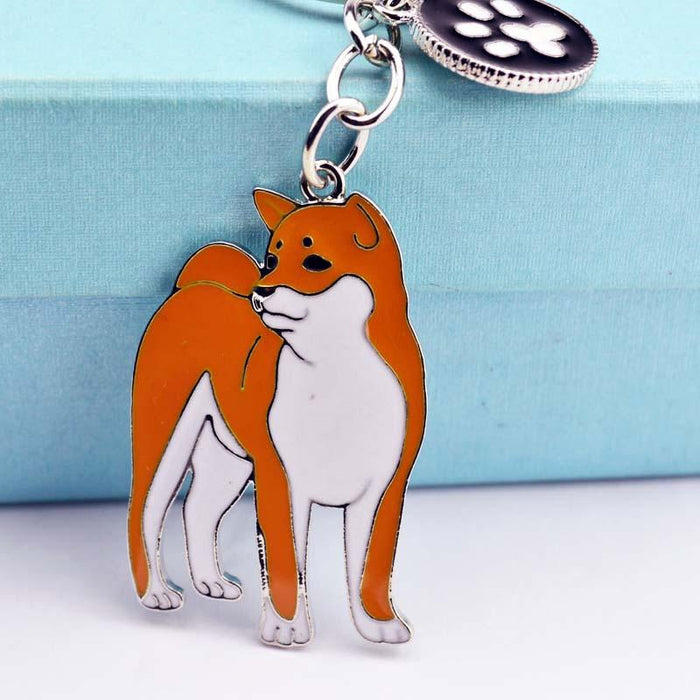 Multicolor Pet Dog Painted Zinc Alloy Keychain