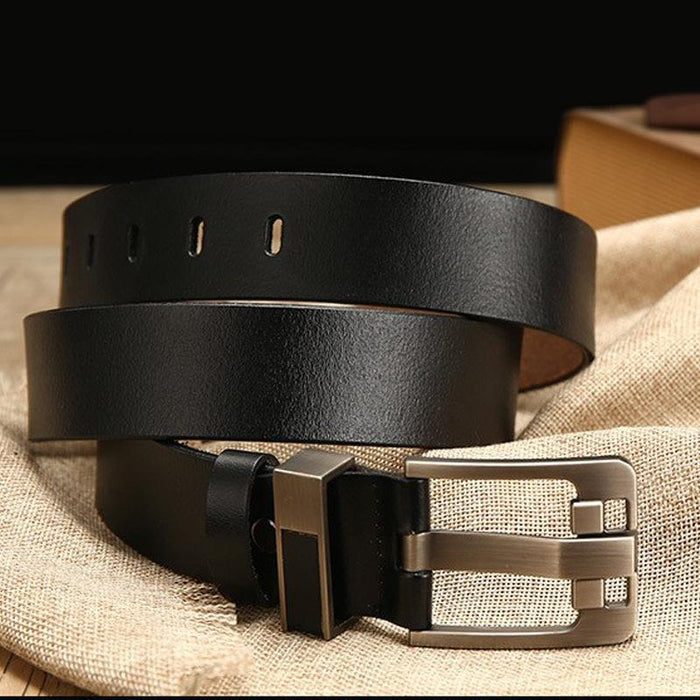 New Men's Leisure Business Retro Pinhole Buckle Leather Leather Belt