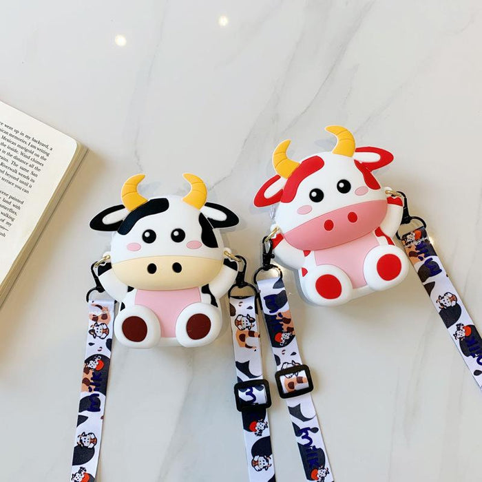 Cartoon Diagonal Bag Cow Backpack Silicone Coin Purse
