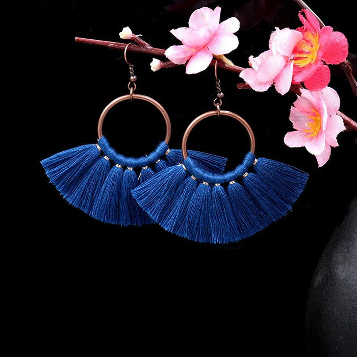 Women's Bohemian Handmade Fan-shaped Tassel Earrings