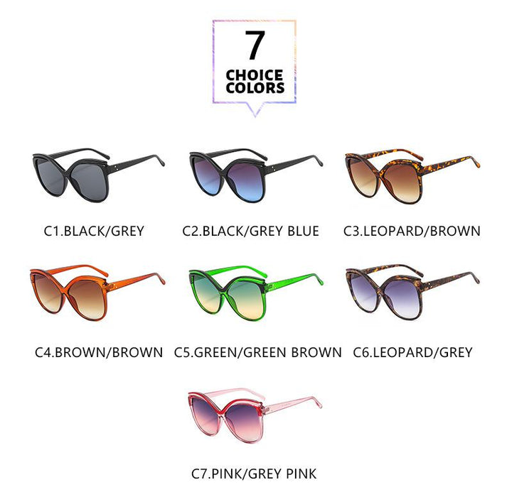 Large butterfly frame cat's eye women's color Sunglasses