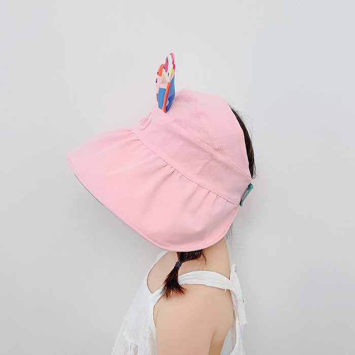 Summer  Cute Rabbit Ears Double-sided Children's Foldable Empty Top Hat