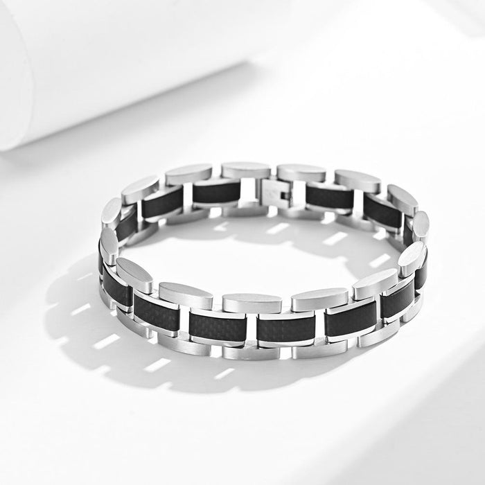 Men's Black Carbon Fiber Titanium Steel Bracelet