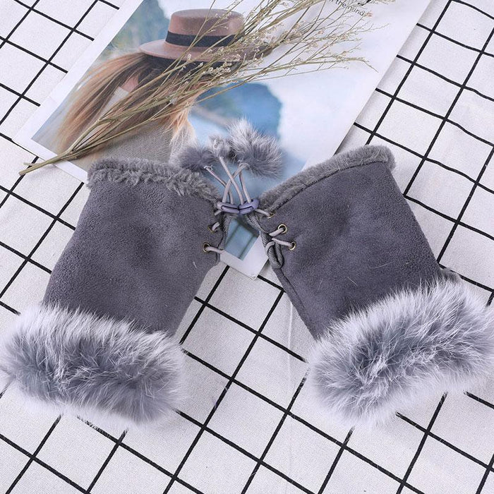 Female Elastic Full Fingers Gloves Cute Rabbit