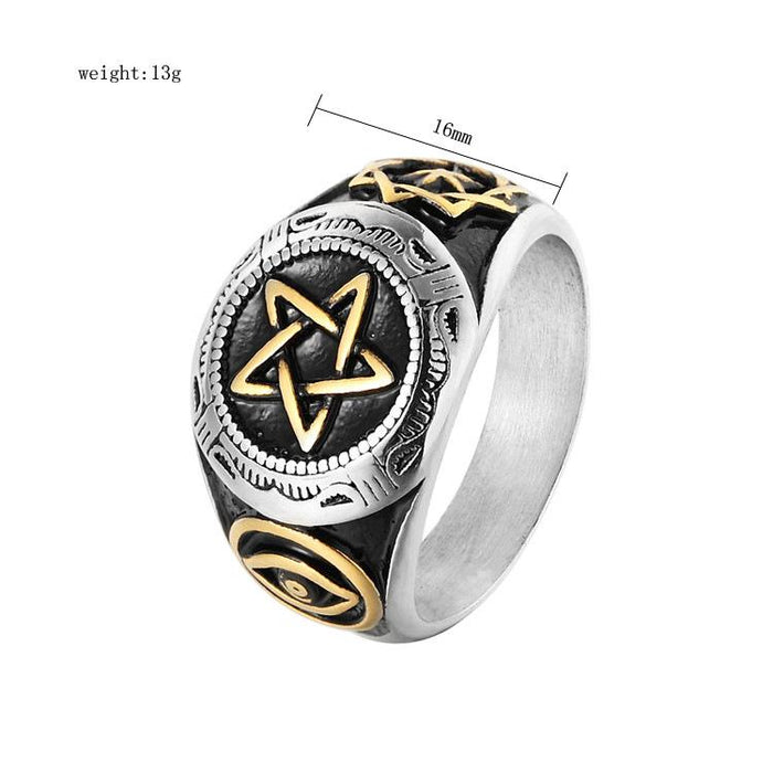 Five-pointed Star Men's Titanium Steel Ring