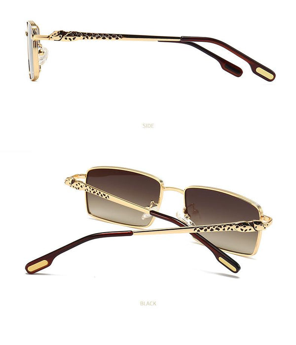 Small box cheetah men's and women's Metal Sunglasses