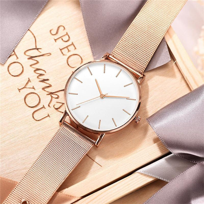 Fashion Quartz Watch Women Mesh Stainless Steel Wrist Watch